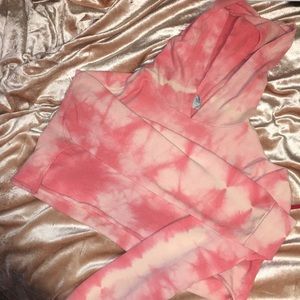 pink tie dye cropped hoodie
